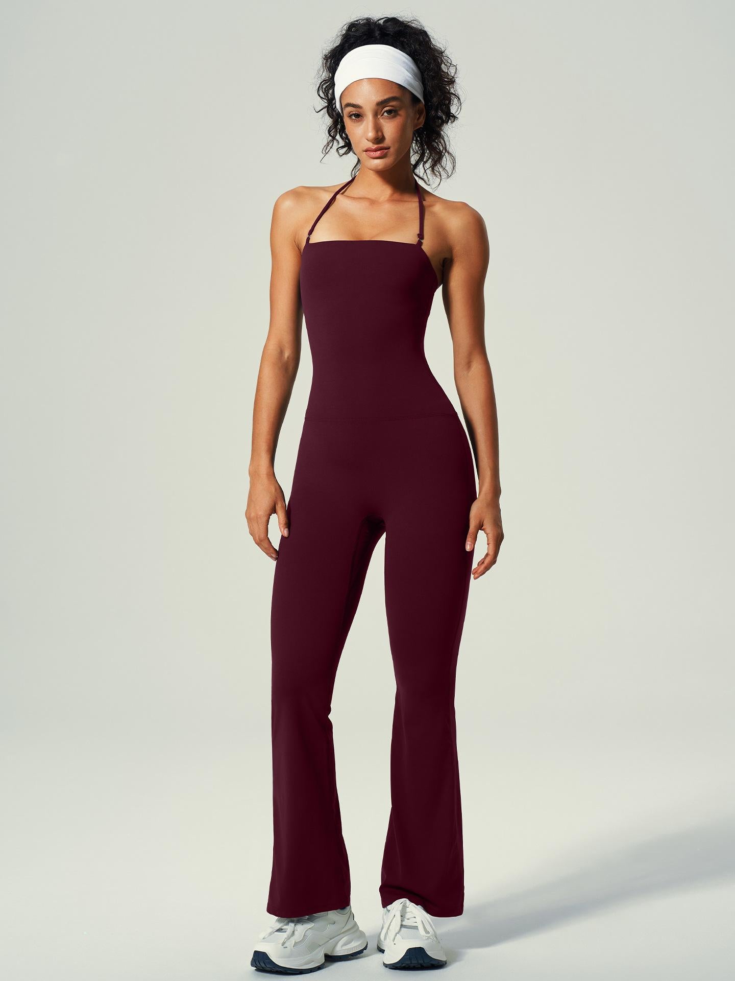 Lila Zen Halter-Neck Seamless Waist-Slimming Hip-Lifting Slightly Flared Yoga Jumpsuit