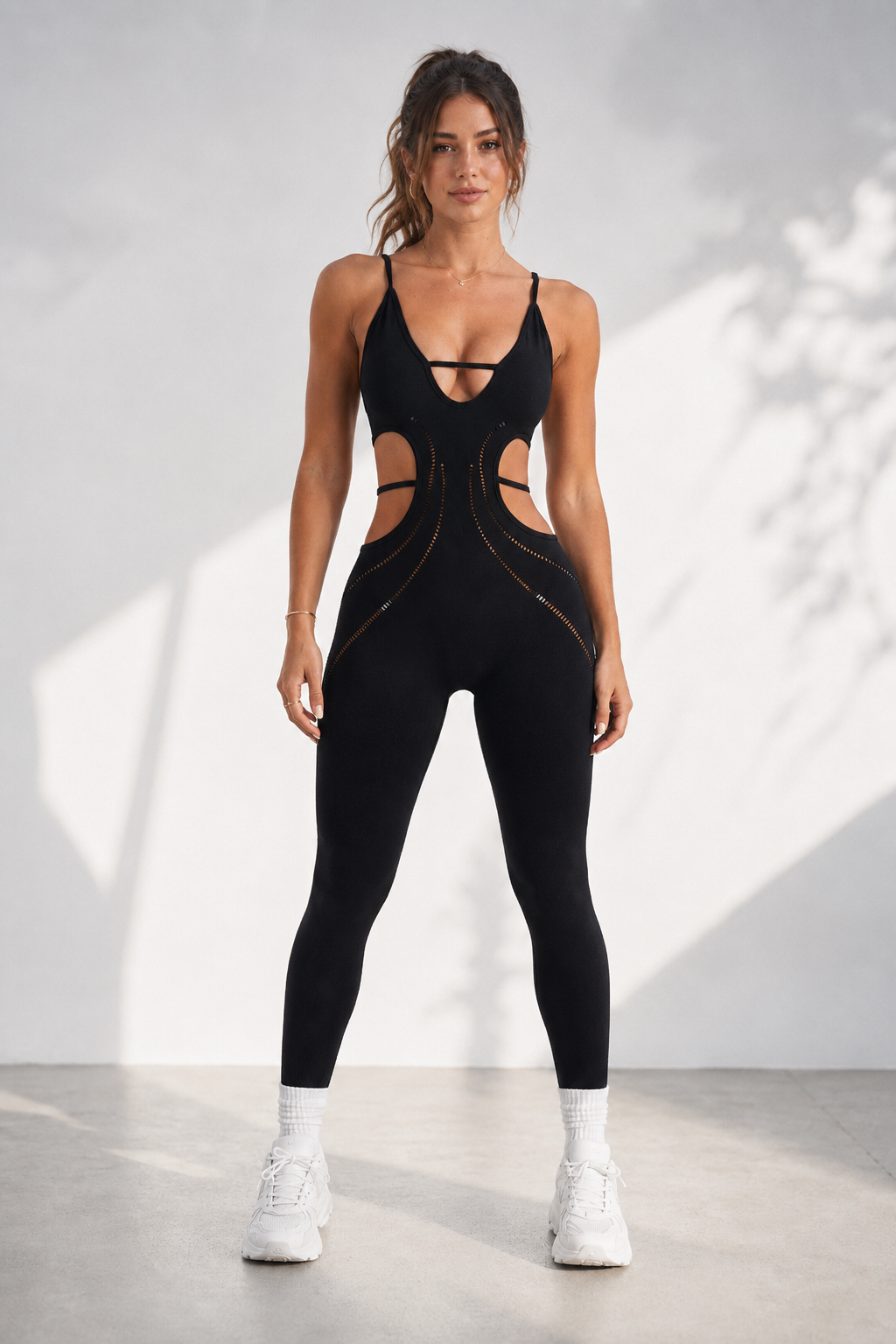 Lila Zen Cross-Cut Cutout Waist-Exposing Hip-Lifting Yoga Jumpsuit
