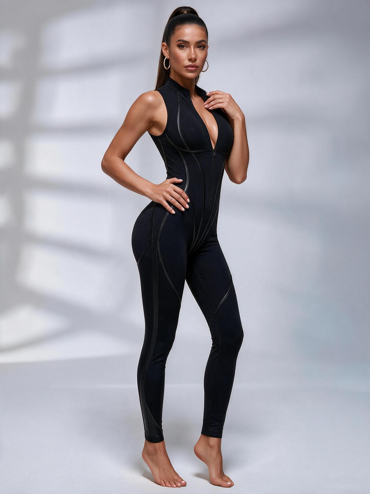 Zipper Peach Booty Jumpsuit