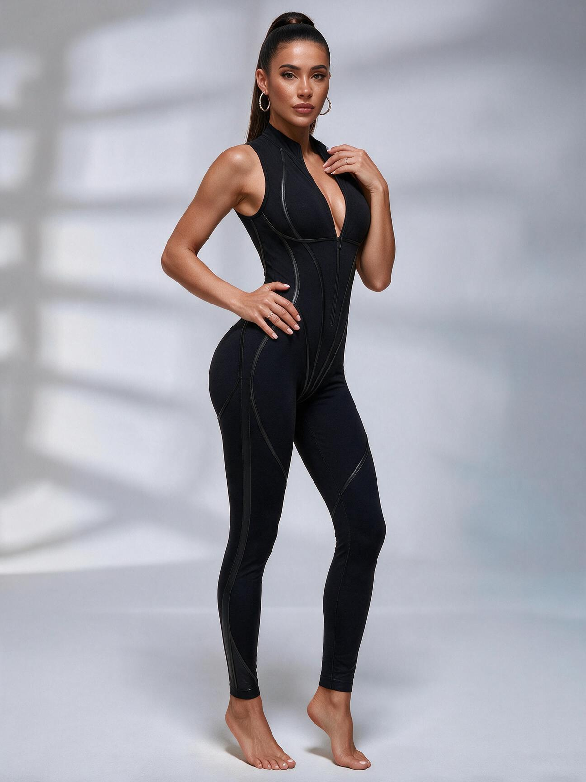 Zipper Peach Booty Jumpsuit