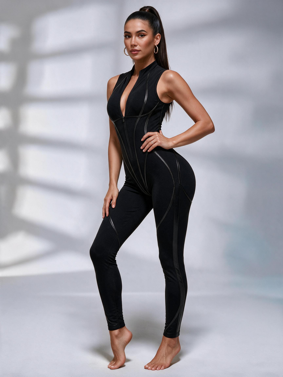 Zipper Peach Booty Jumpsuit