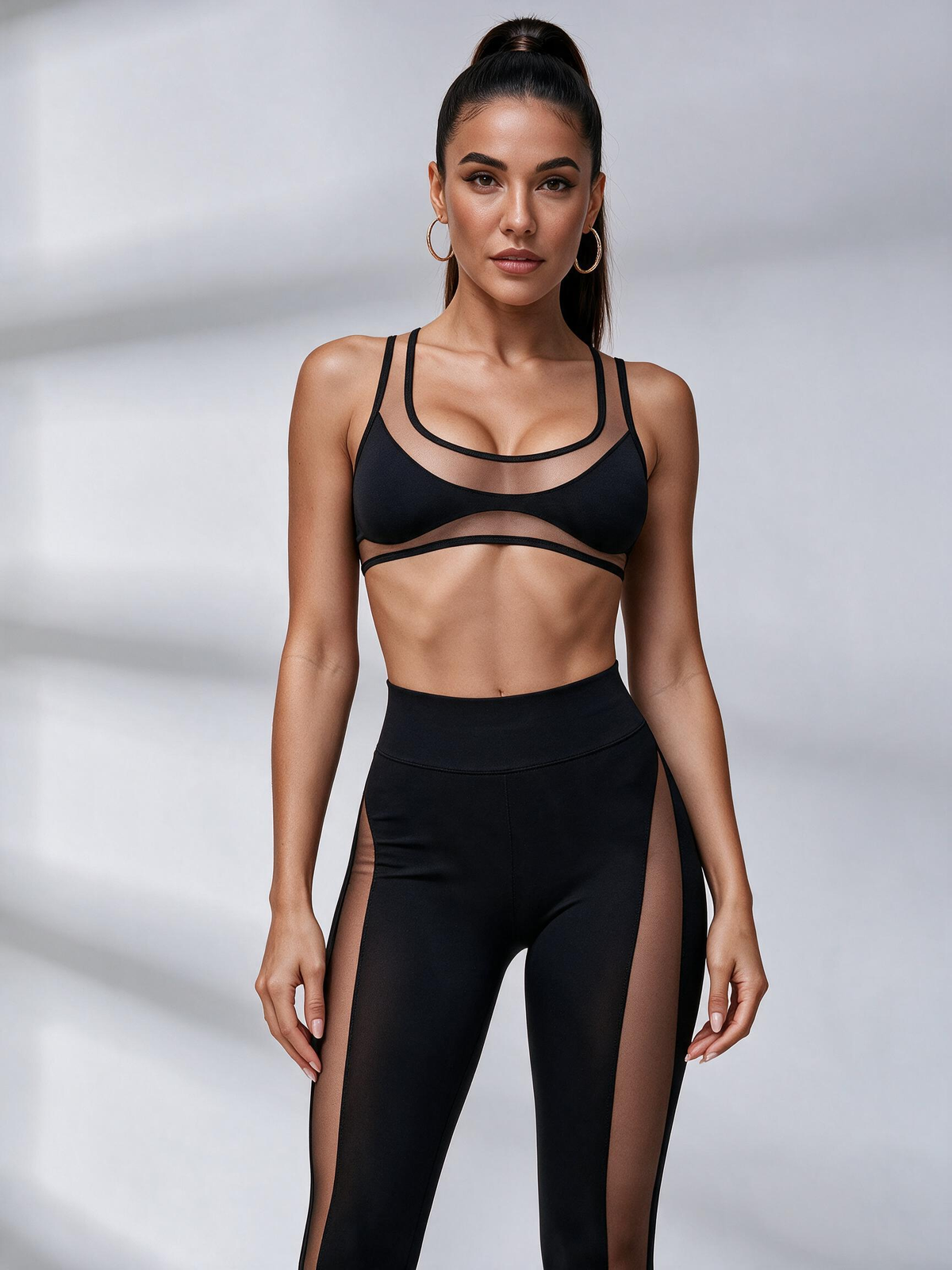 Sexy Unique Sheer Mesh Split Tracksuit