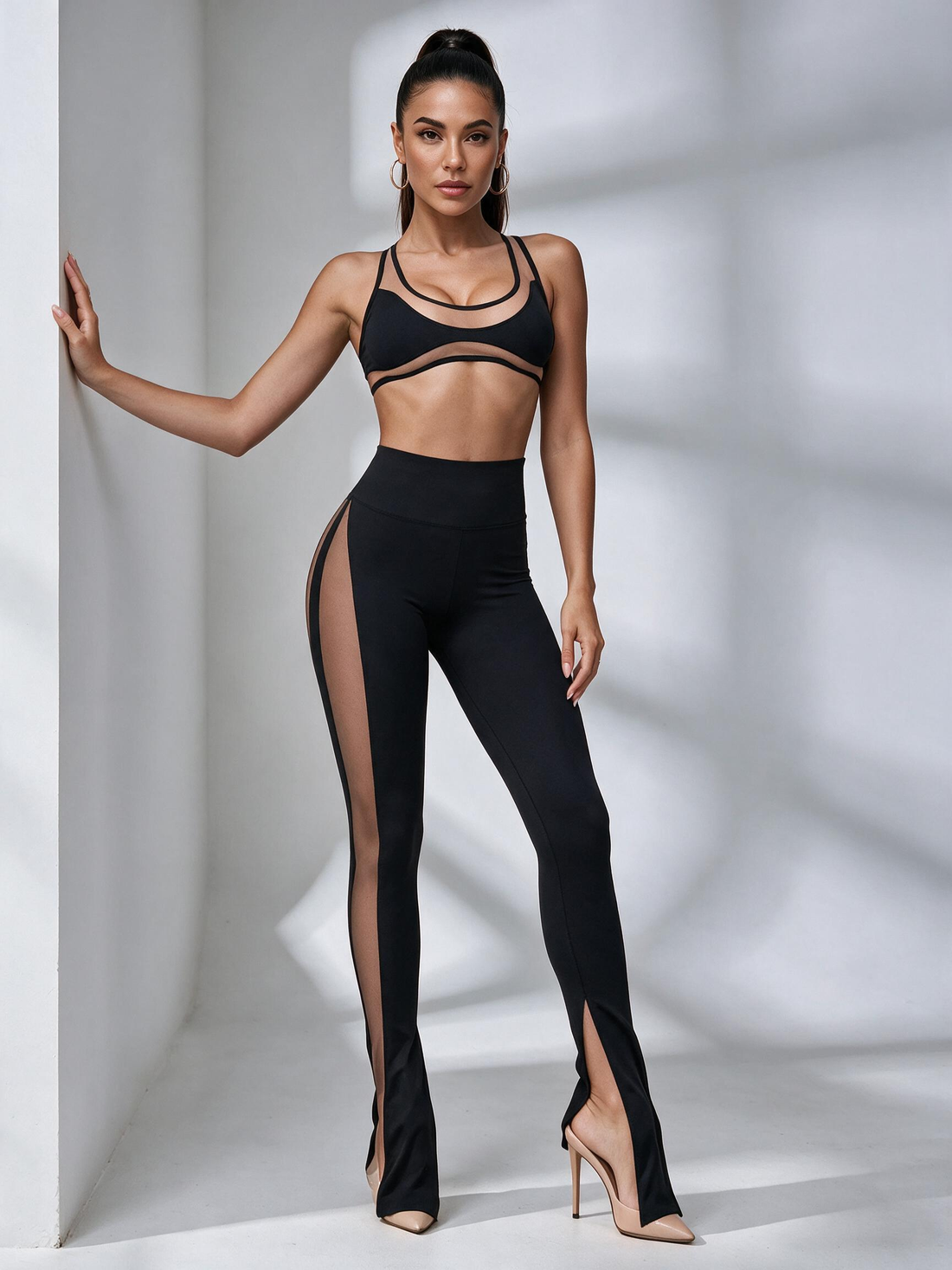 Sexy Unique Sheer Mesh Split Tracksuit
