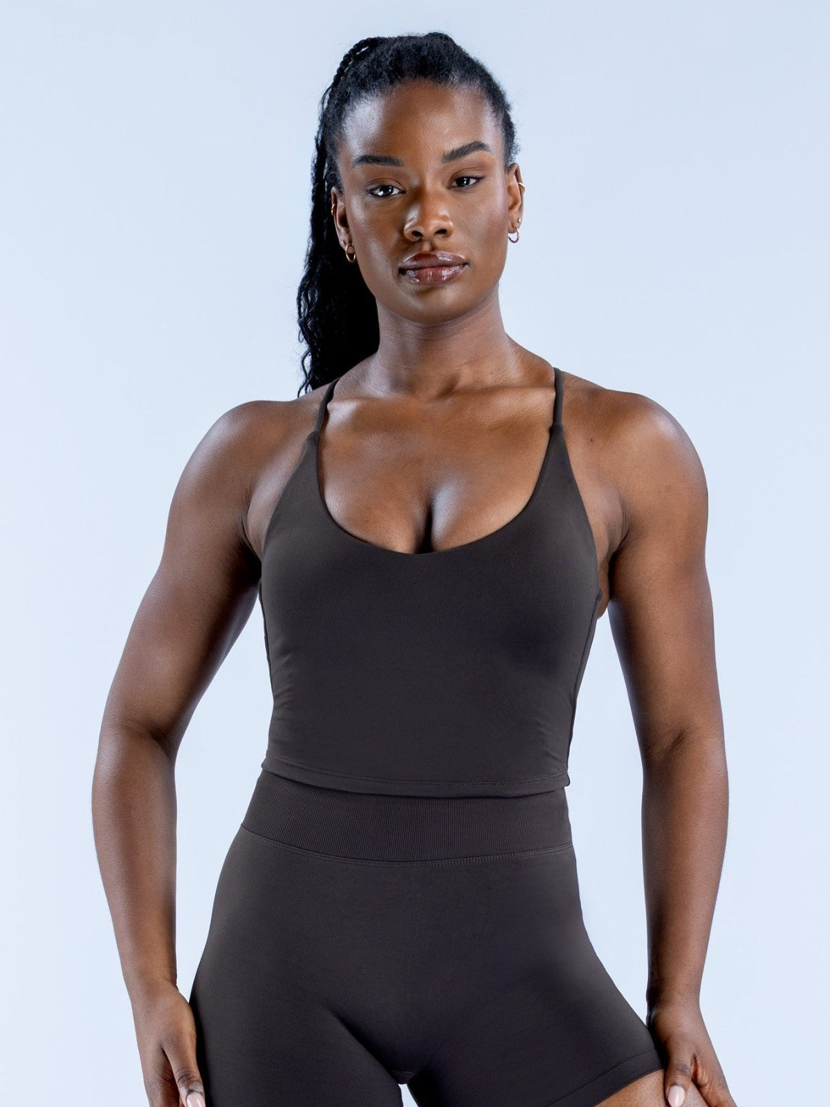 Lila Zen Halter Open-Back Sculpting Yoga Tank Top