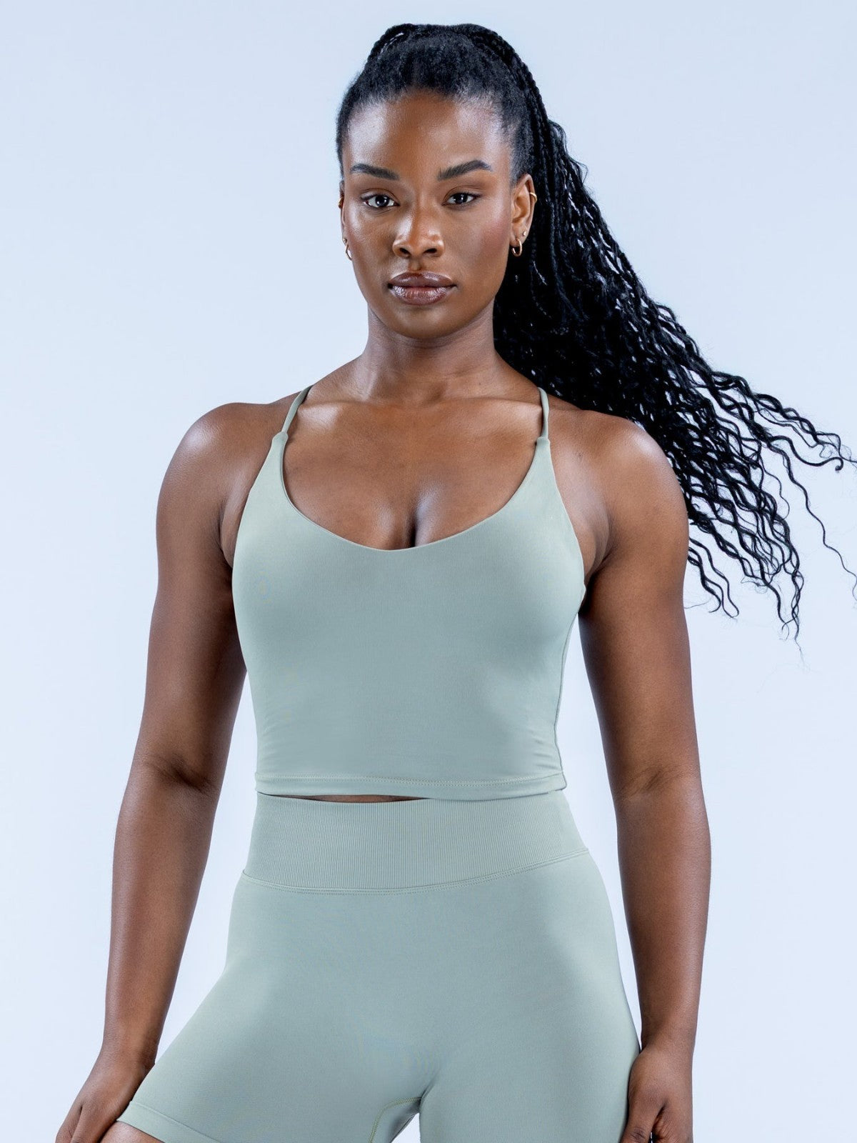 Lila Zen Halter Open-Back Sculpting Yoga Tank Top