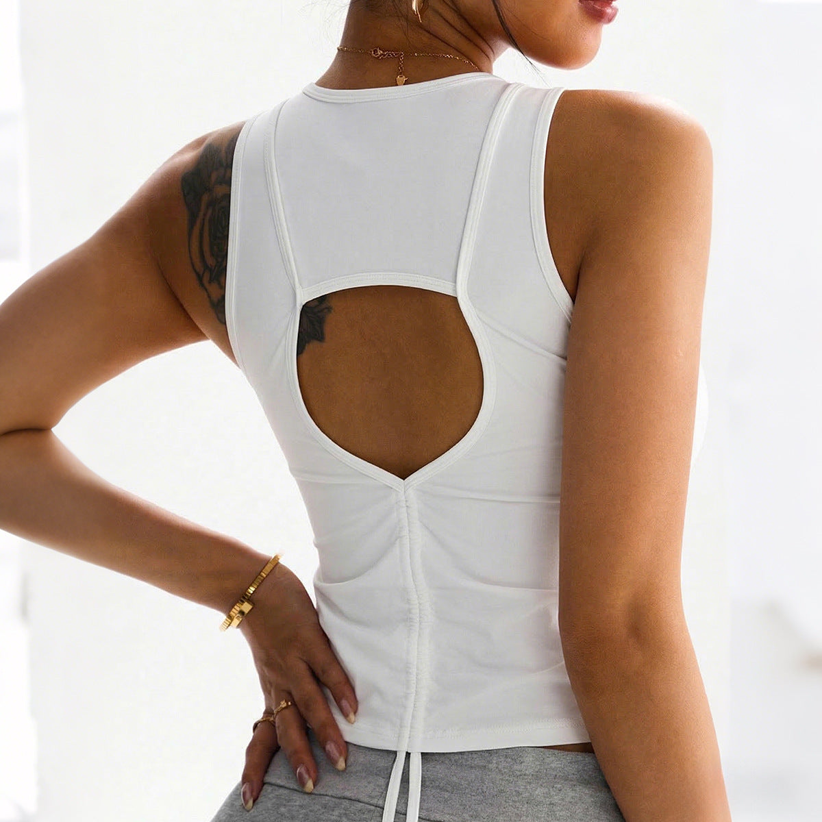 Lila Zen Women’s Open Back Sleeveless Tank Top | High Stretch Skin-Friendly Fitted Yoga Top