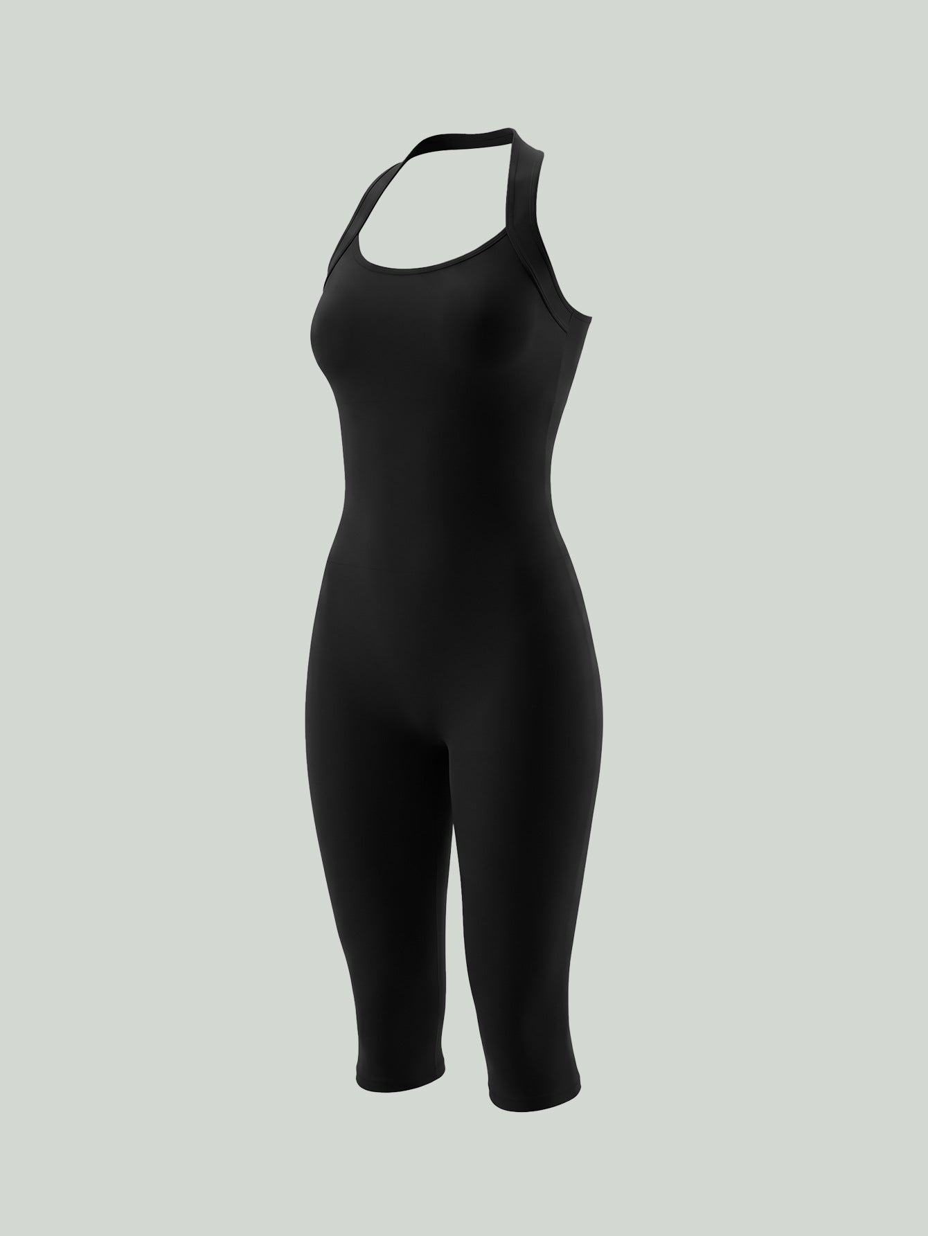 Halter Open Back Biker Short Unitard