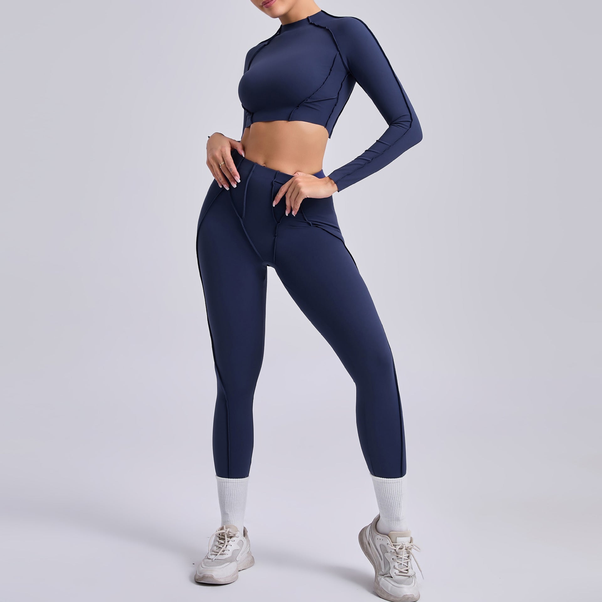 Lila Zen Sculpt Seam Long Sleeve Crop Top & Leggings Set