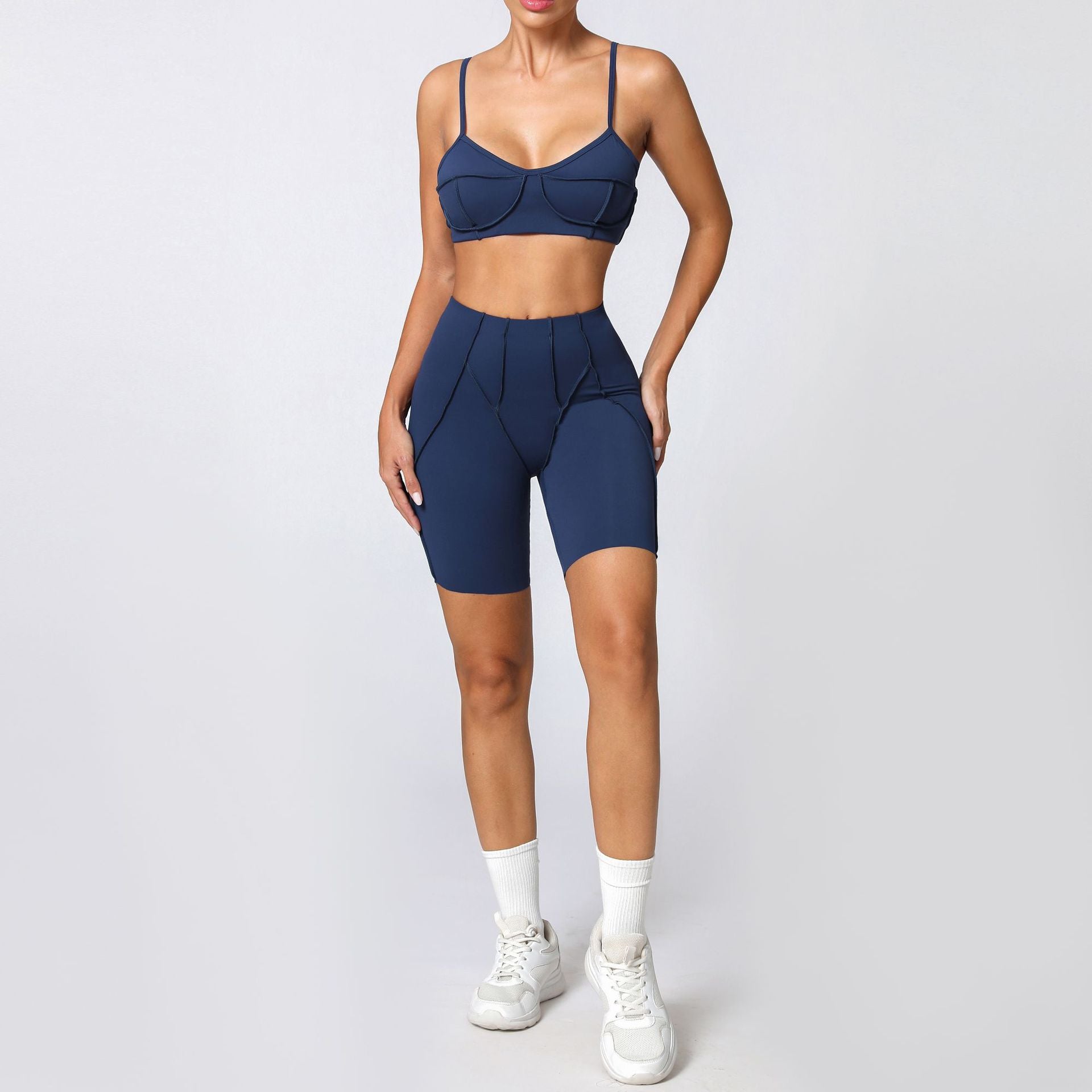 Lila Zen Sculpt Seam Padded Sports Bra & Biker Shorts Set