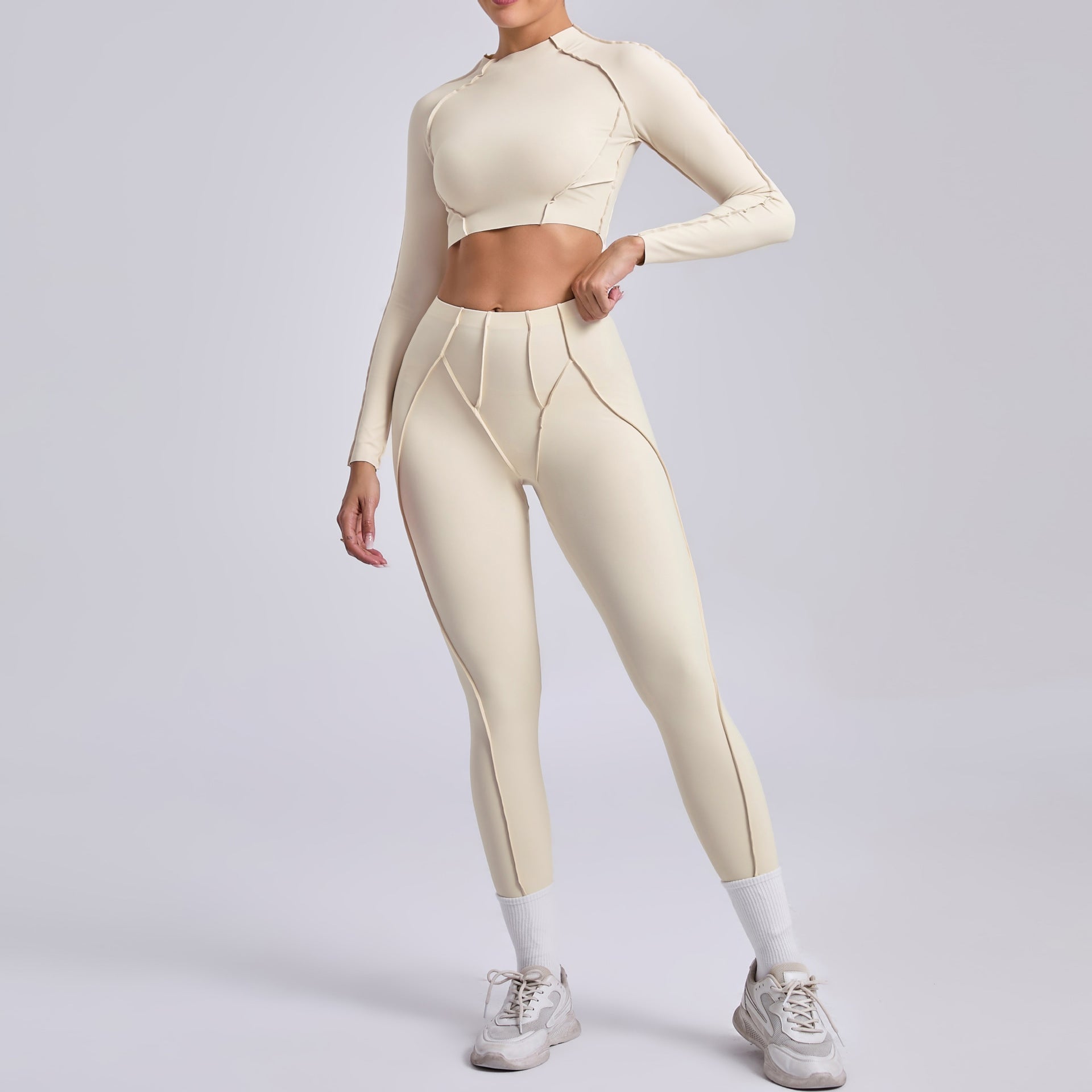 Lila Zen Sculpt Seam Long Sleeve Crop Top & Leggings Set
