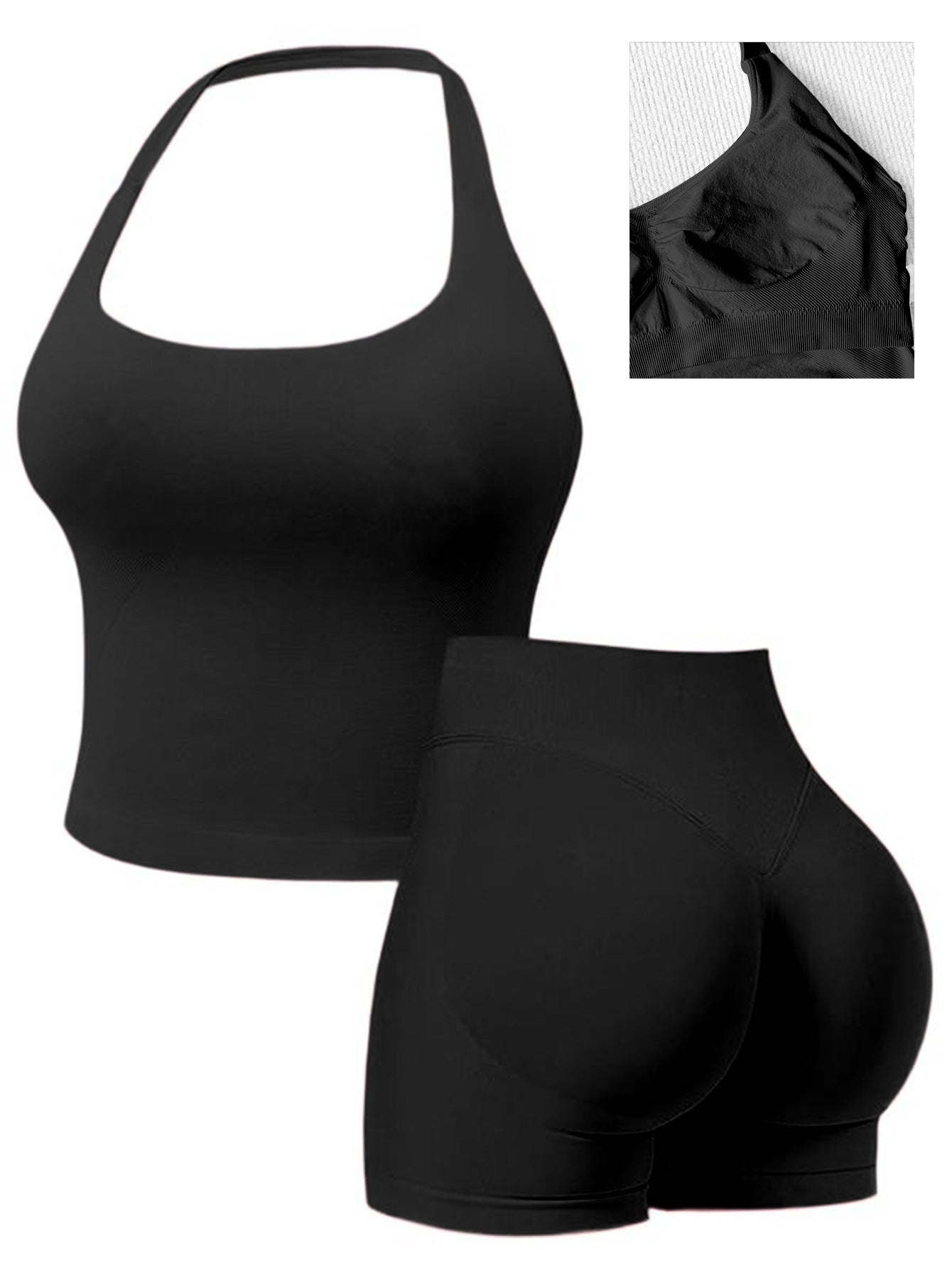 Lila Zen Halter Sculpt Short Yoga Romper