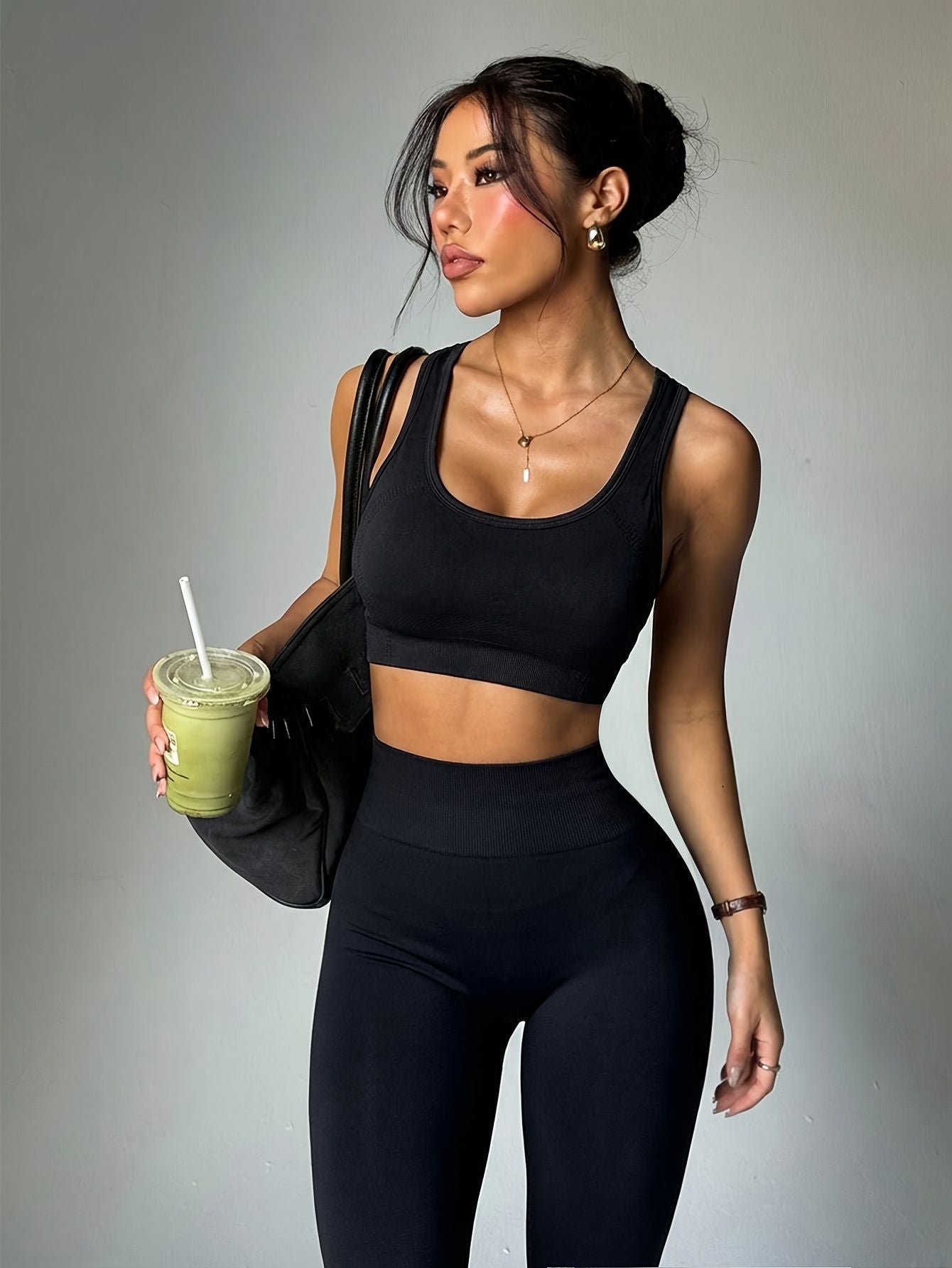Lila Zen Seamless Racerback Sports Tank & High-Waist Butt-Lifting Leggings Set