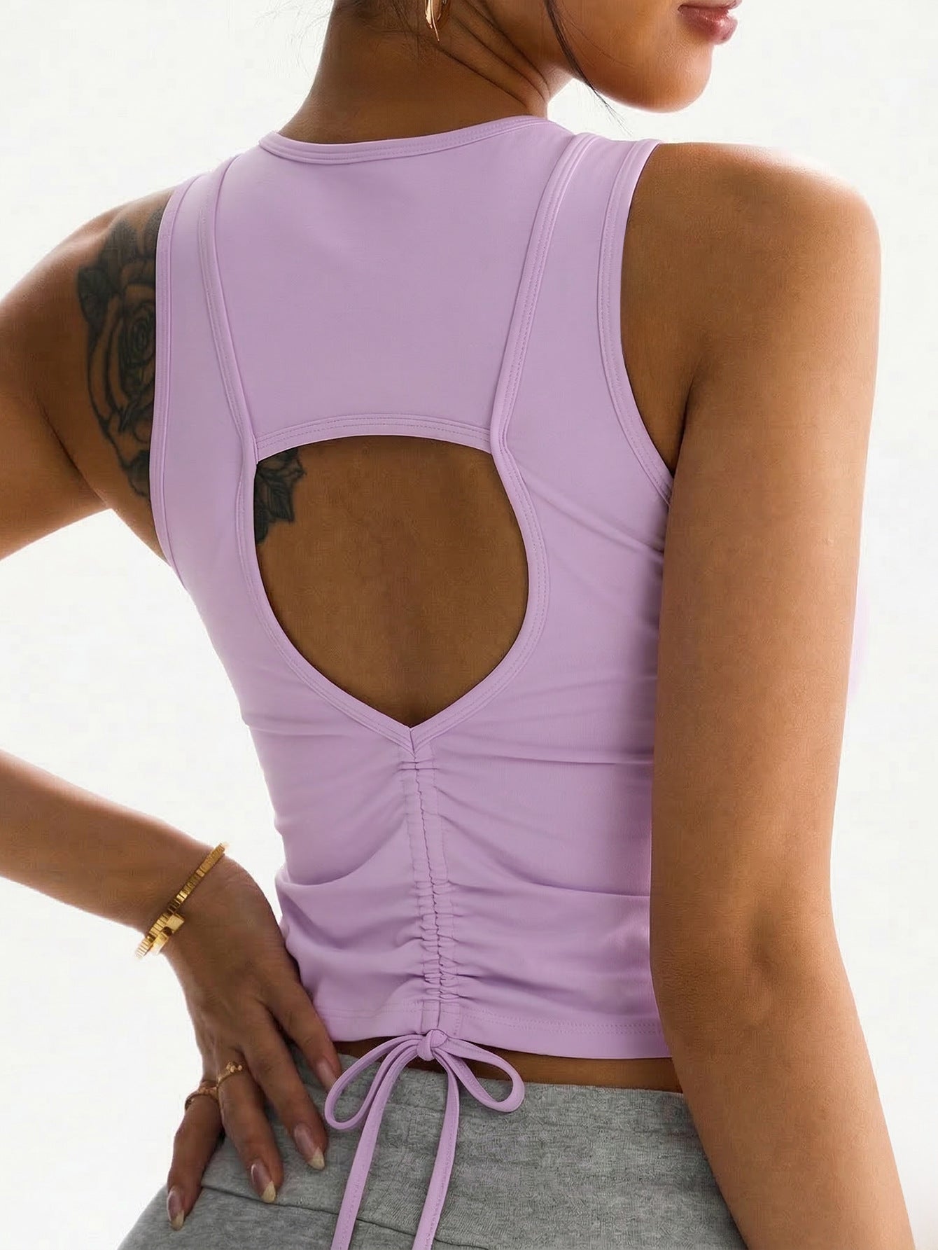 Lila Zen Women’s Open Back Sleeveless Tank Top | High Stretch Skin-Friendly Fitted Yoga Top