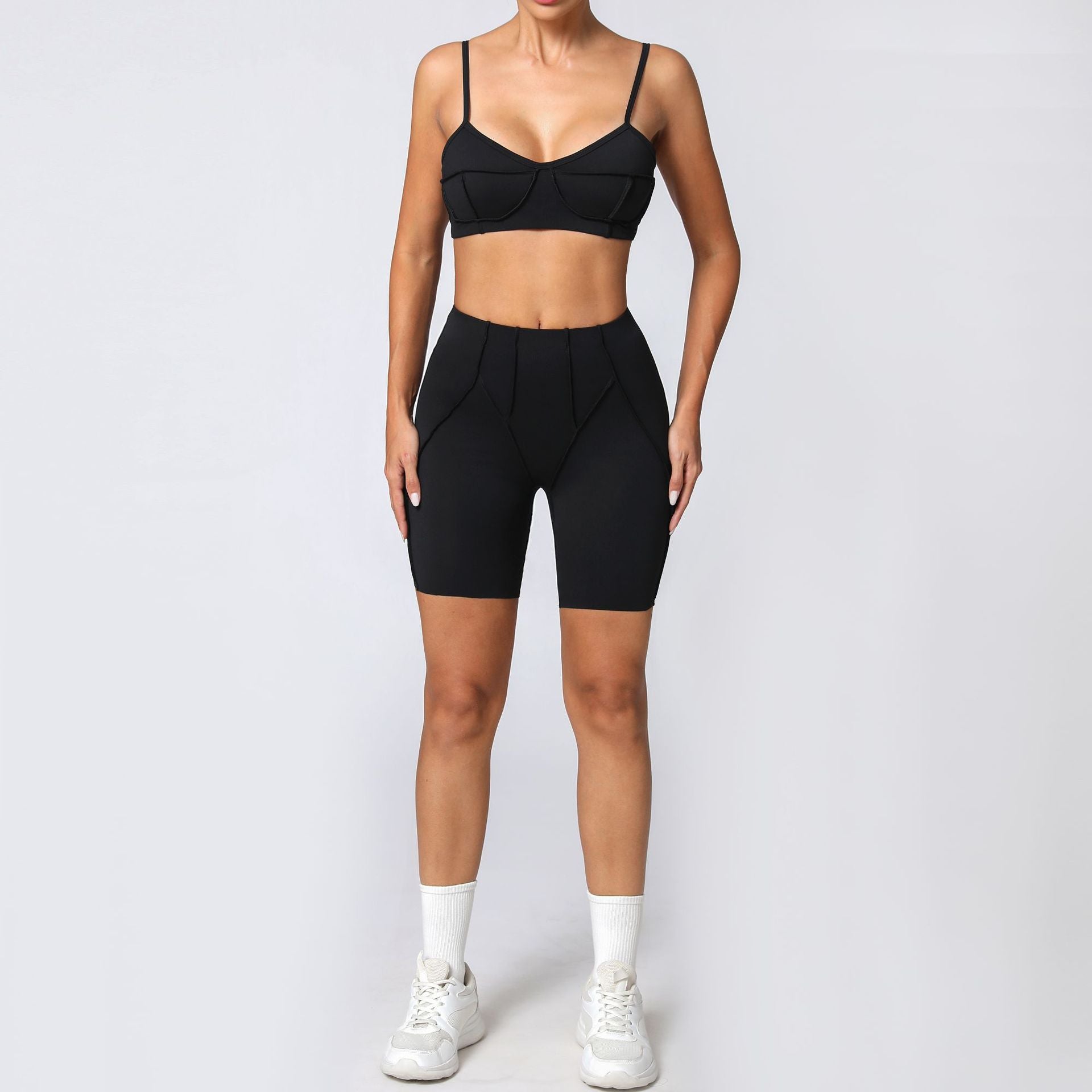 Lila Zen Sculpt Seam Padded Sports Bra & Biker Shorts Set