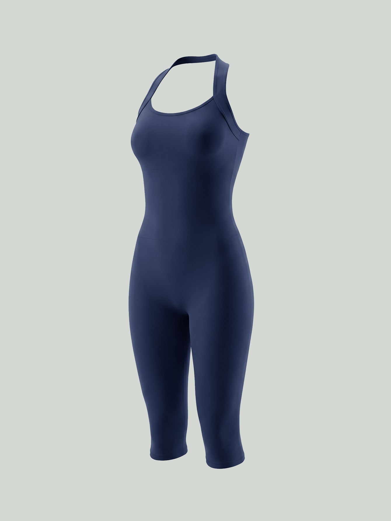 Halter Open Back Biker Short Unitard