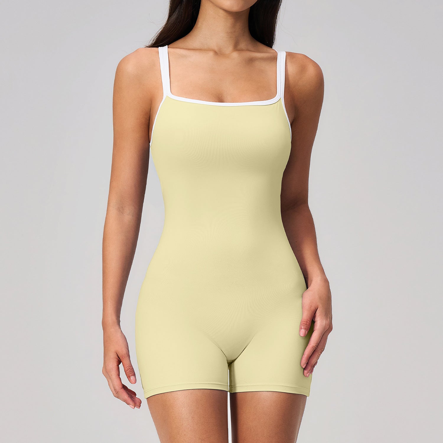 Lila Zen Contrast Trim Open-Back Sculpt Romper