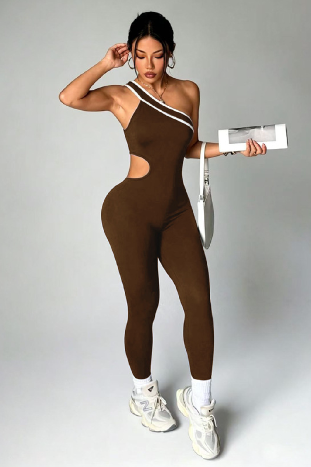 Lila Zen One-Shoulder Cutout Sculpt Jumpsuit