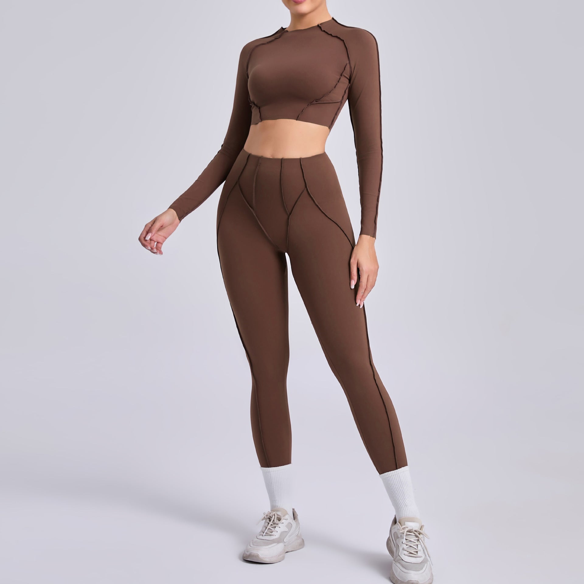 Lila Zen Sculpt Seam Long Sleeve Crop Top & Leggings Set