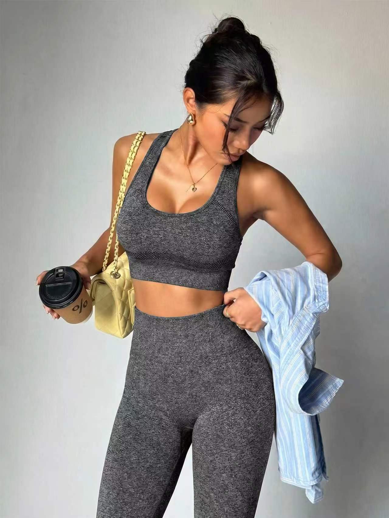 Lila Zen Seamless Racerback Sports Tank & High-Waist Butt-Lifting Leggings Set