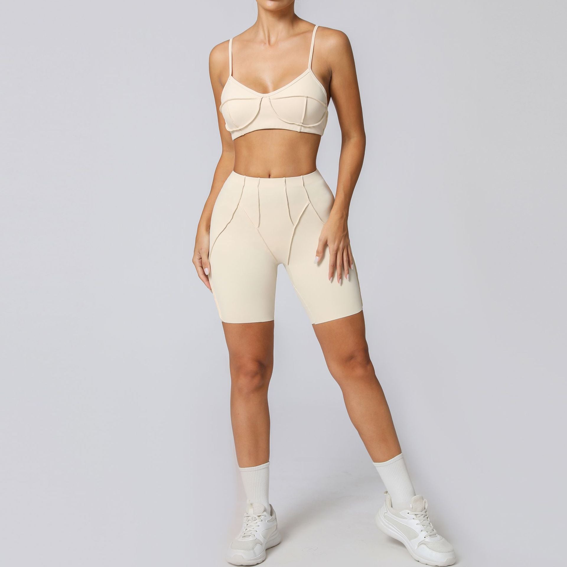 Lila Zen Sculpt Seam Padded Sports Bra & Biker Shorts Set