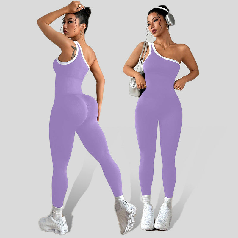 Lila Zen Asymmetric One-Shoulder Sculpting Yoga Jumpsuit