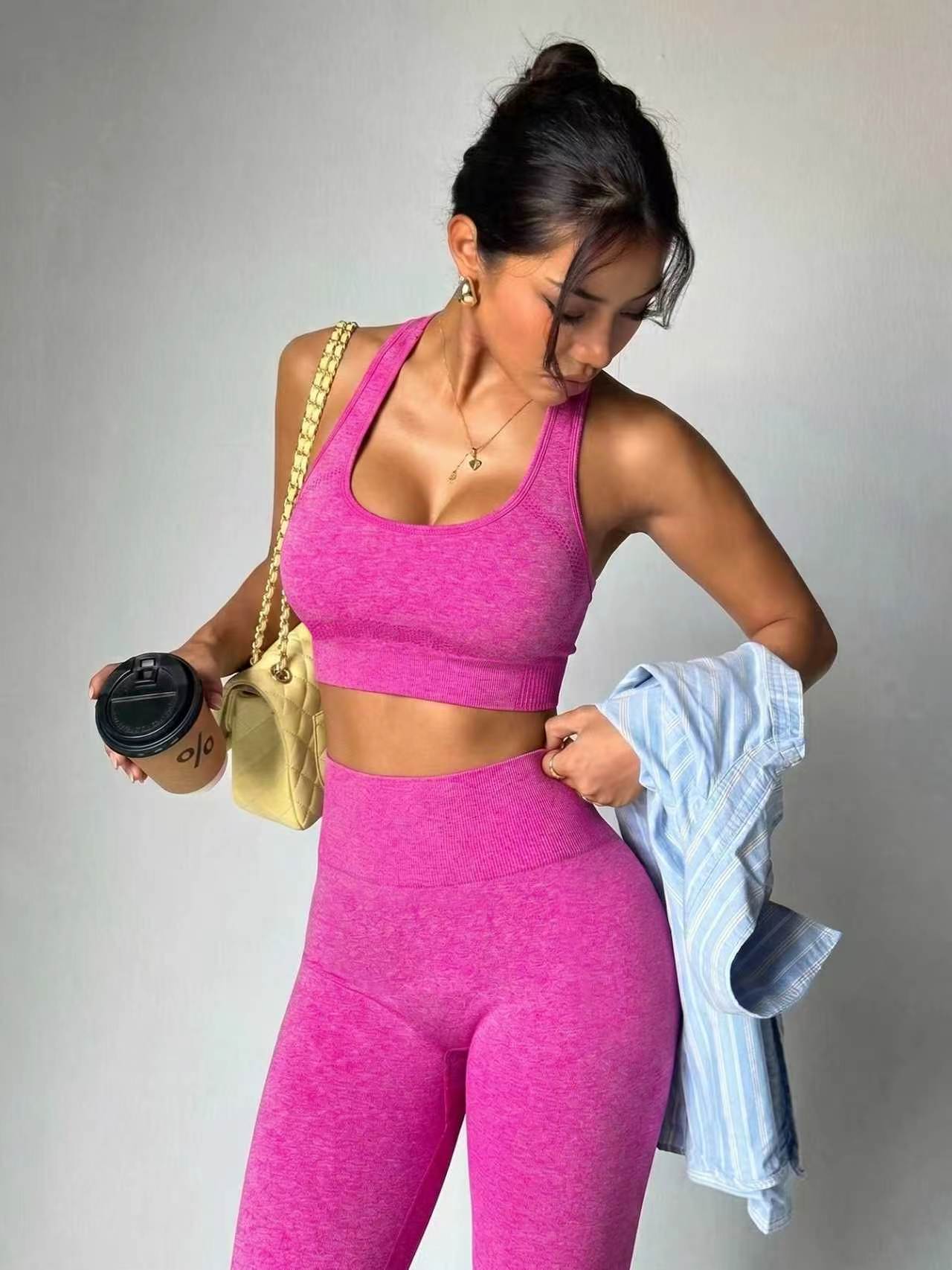Lila Zen Seamless Racerback Sports Tank & High-Waist Butt-Lifting Leggings Set
