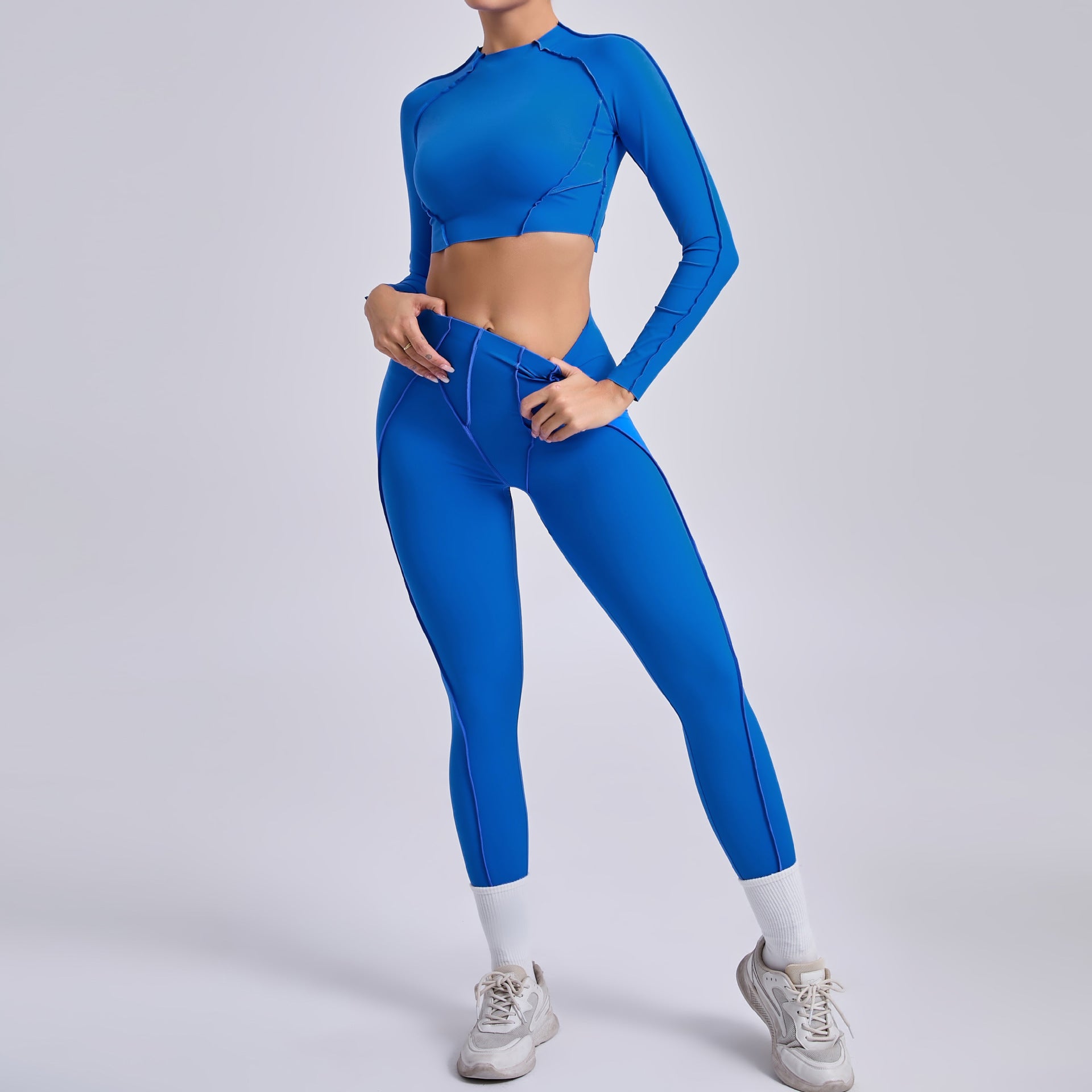 Lila Zen Sculpt Seam Long Sleeve Crop Top & Leggings Set