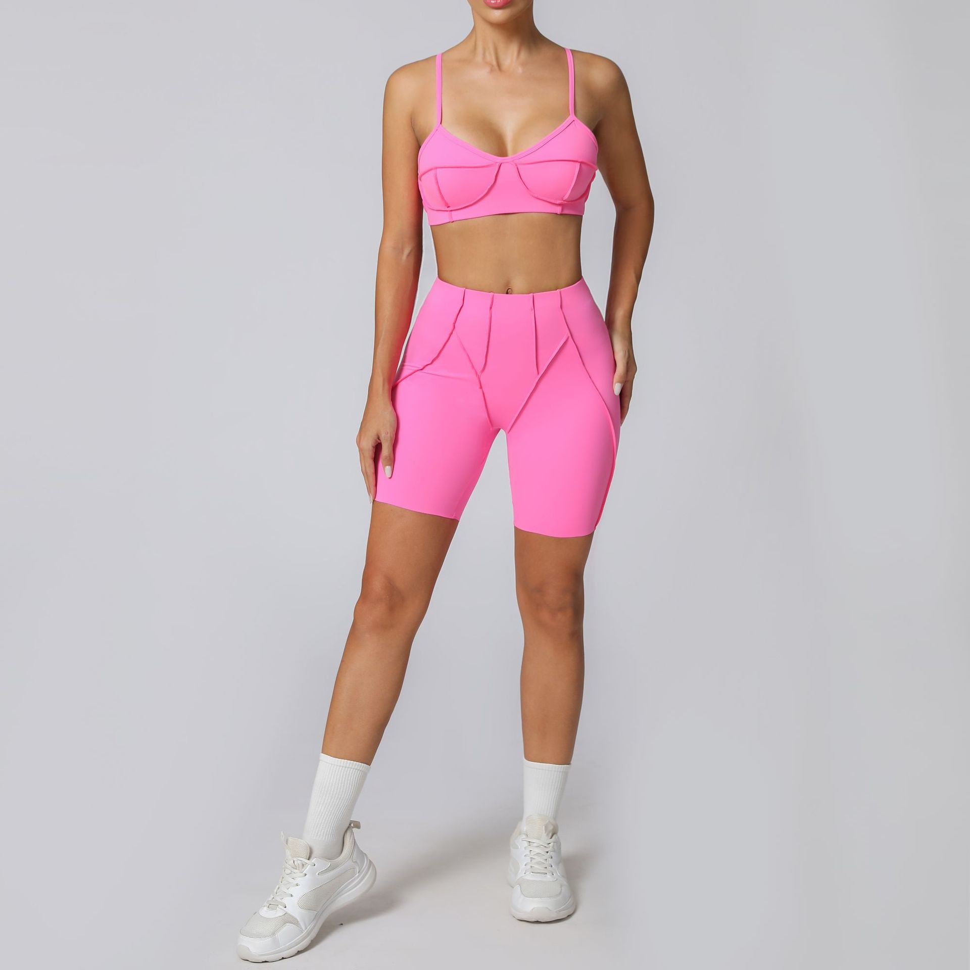 Lila Zen Sculpt Seam Padded Sports Bra & Biker Shorts Set