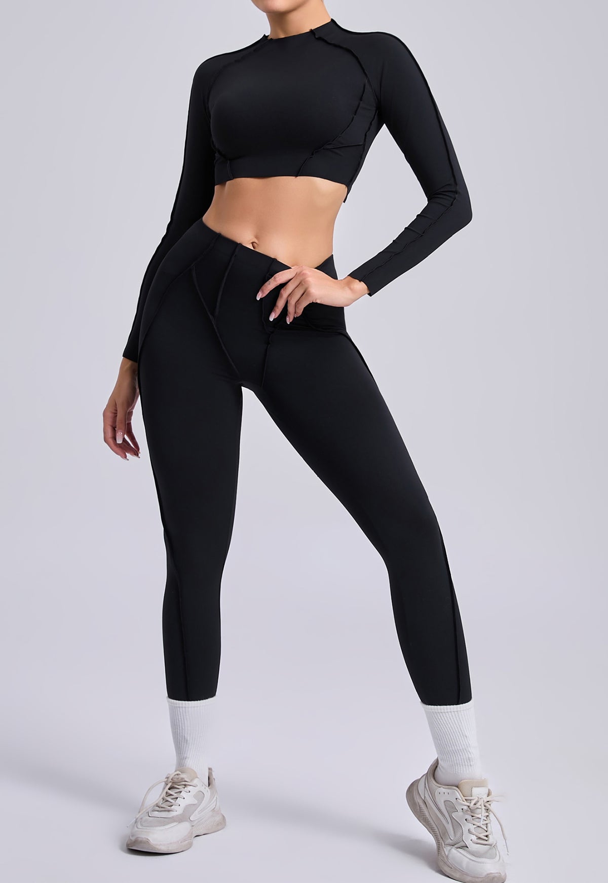 Sculpt Seam Long Sleeve Crop Top & Leggings Set