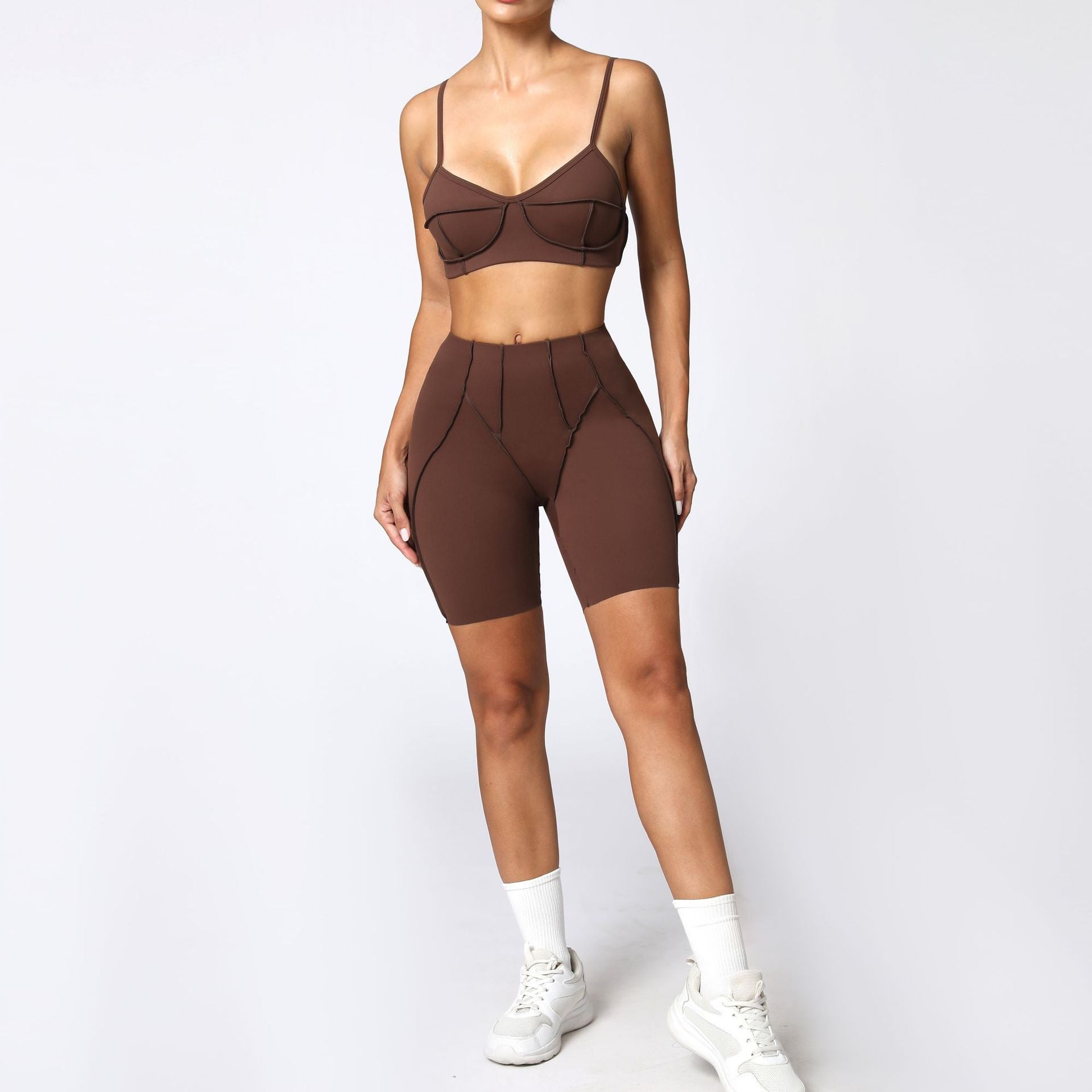 Lila Zen Sculpt Seam Padded Sports Bra & Biker Shorts Set