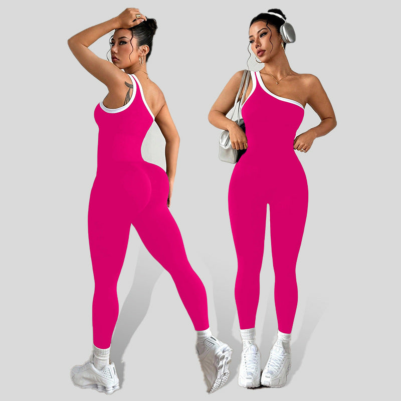 Lila Zen Asymmetric One-Shoulder Sculpting Yoga Jumpsuit
