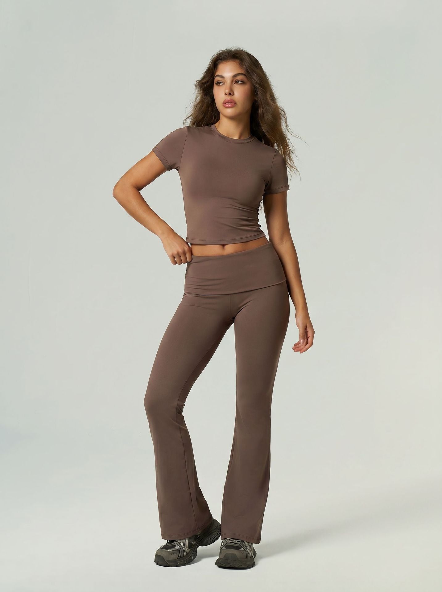 Sculpt Soft Second-Skin Short Sleeve Flared Leggings Set