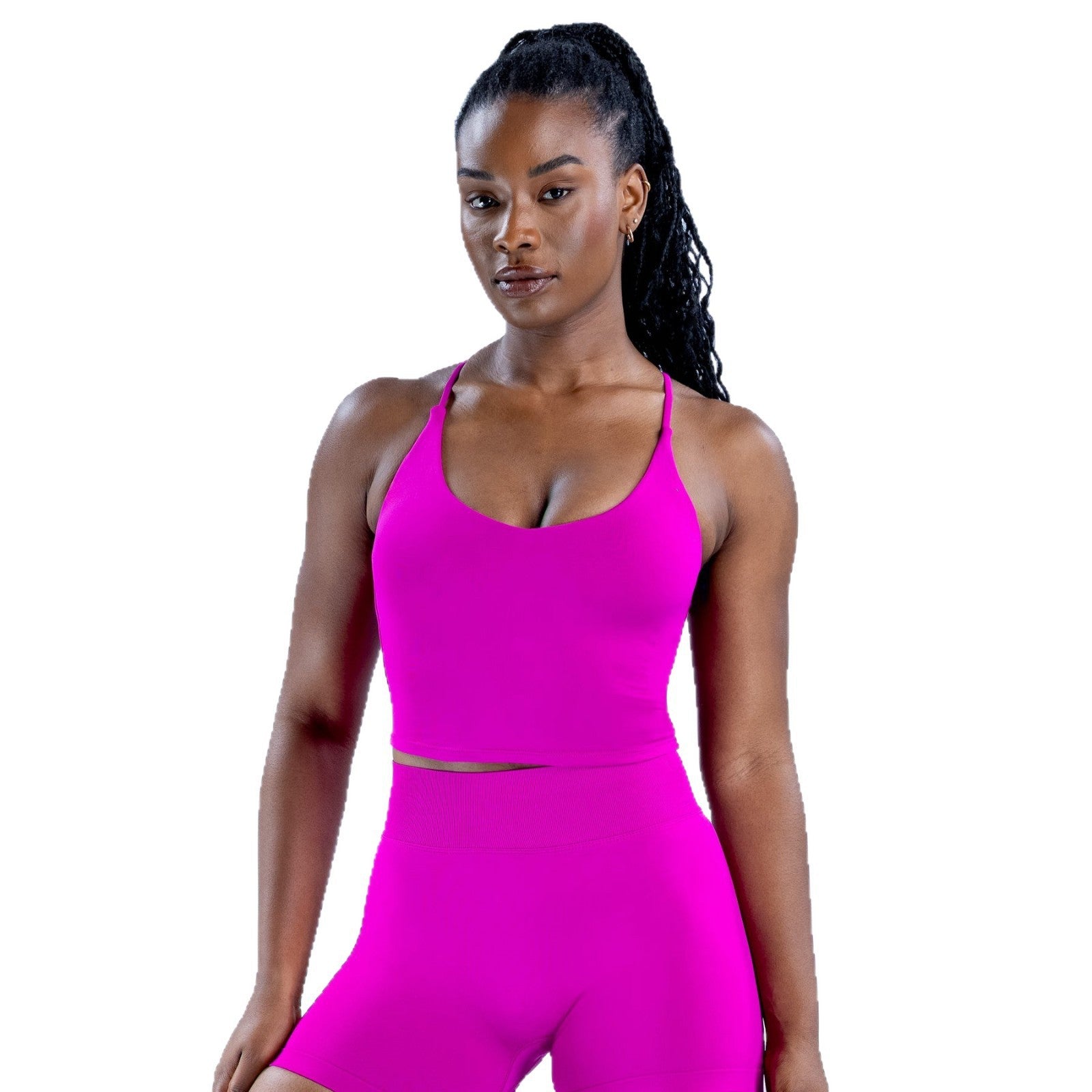 Lila Zen Halter Open-Back Sculpting Yoga Tank Top