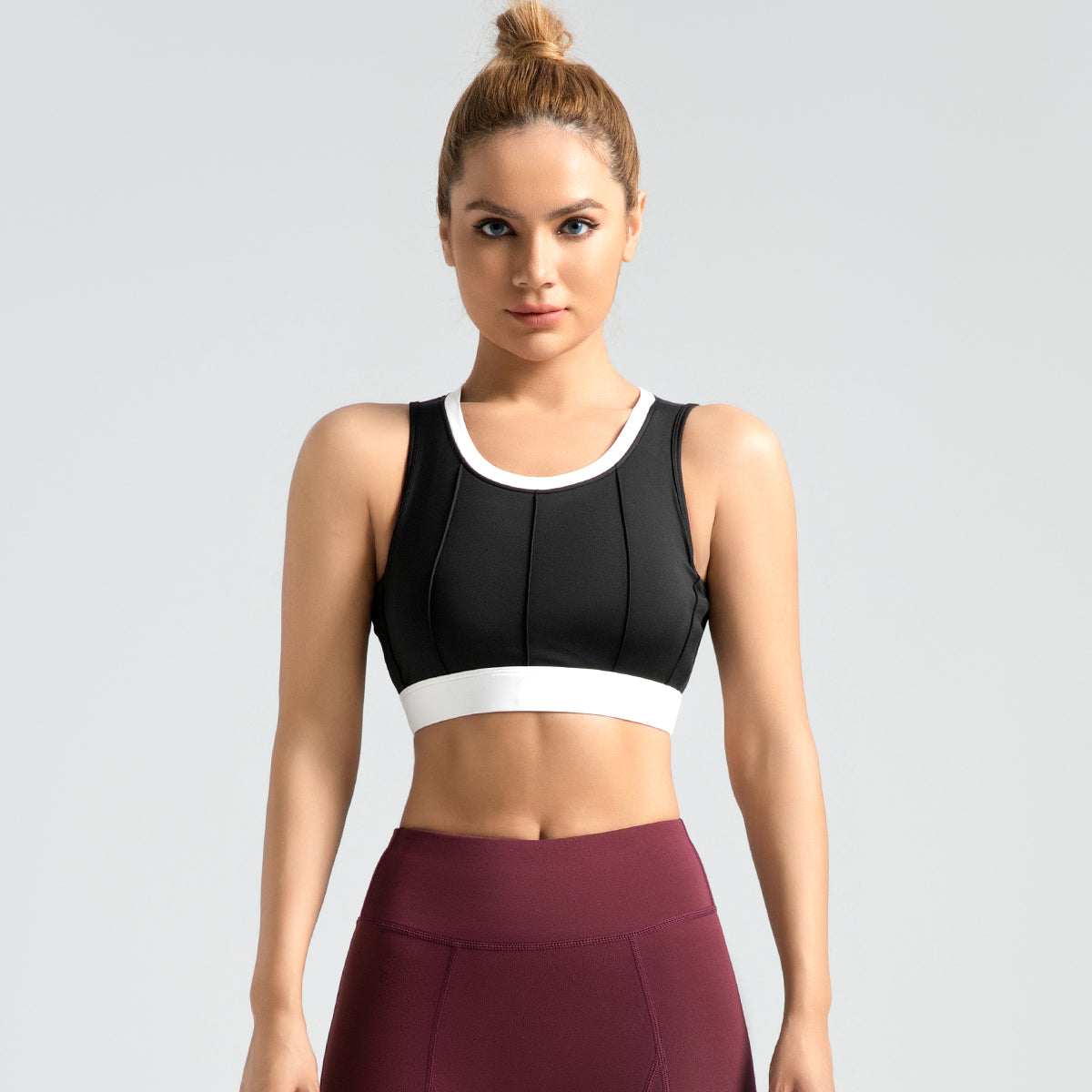 Lila Zen Vertical striped color-block yoga bra