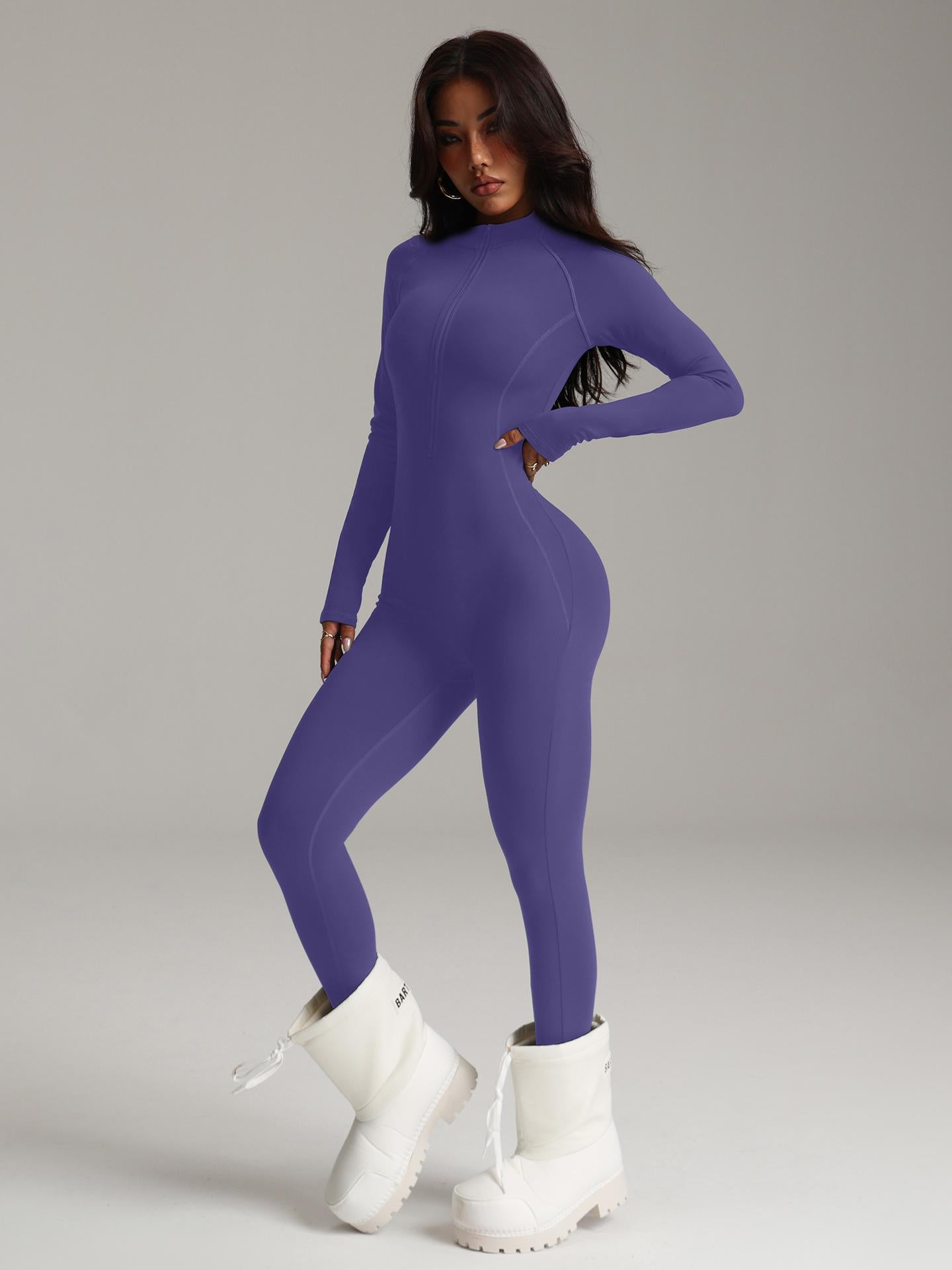 Lila Zen Zipper Stand Collar Hip-lifting Shaping Quick-drying Long-sleeved Autumn/Winter Fitness Yoga Wear